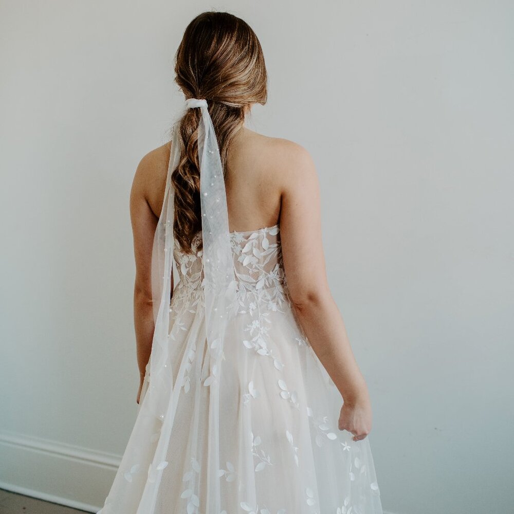 Soft Beaded Pearl Veil Hair Tie For Ponytail